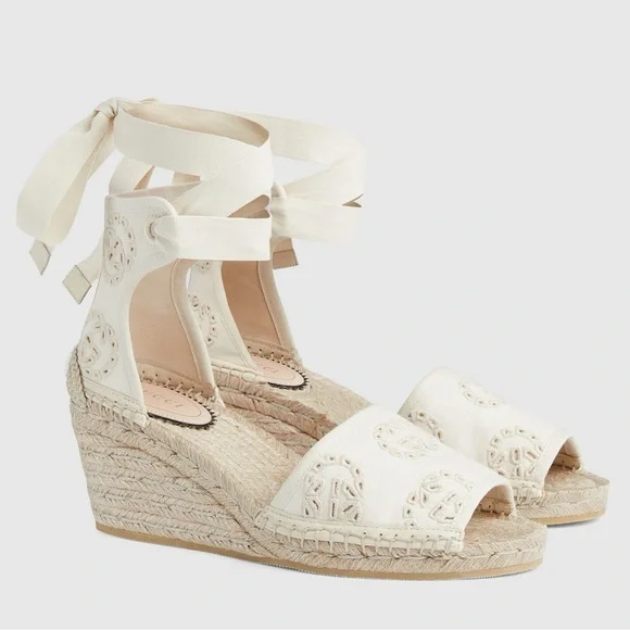 NEW Gucci GG logo espadrille wedges - Picture 1 of 9
